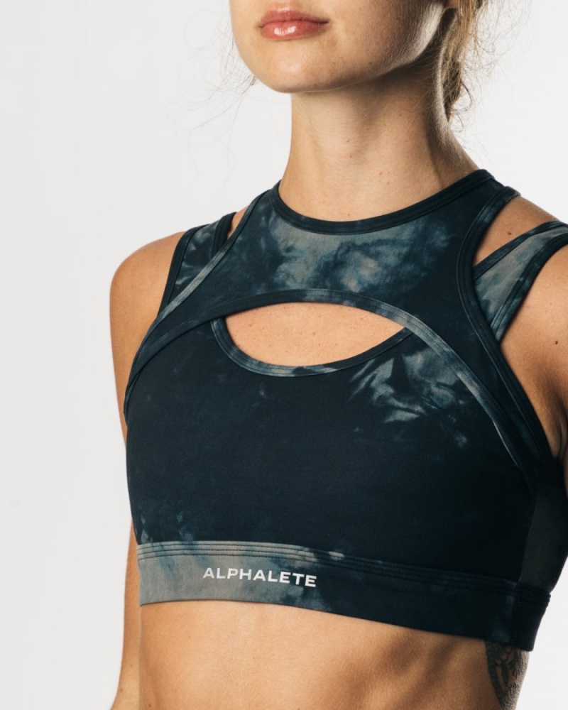 Sujetador Deportivo Alphalete Surface Keyhole Bra Mujer Negras | LCXKAH-726