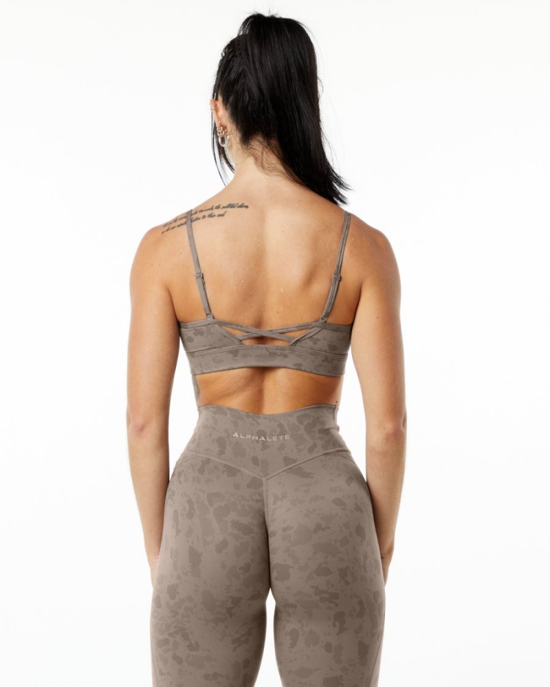 Sujetador Deportivo Alphalete Surface Limitless Bra Mujer Pebble Print Mocha | YAQSDH-831