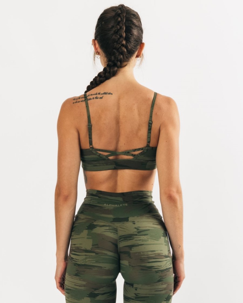 Sujetador Deportivo Alphalete Surface Limitless Bra Mujer Verde Oliva Camuflaje | CGKUNB-634