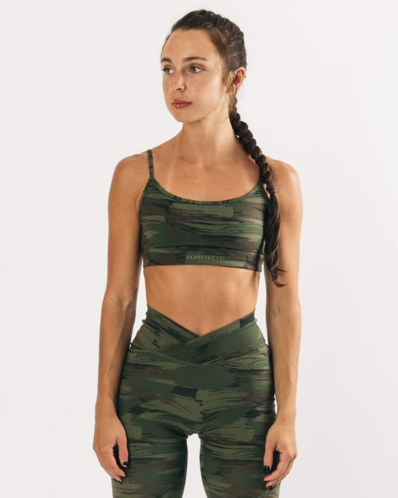 Sujetador Deportivo Alphalete Surface Limitless Bra Mujer Verde Oliva Camuflaje | CGKUNB-634