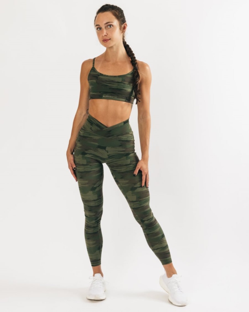 Sujetador Deportivo Alphalete Surface Limitless Bra Mujer Verde Oliva Camuflaje | CGKUNB-634