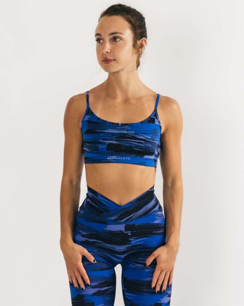 Sujetador Deportivo Alphalete Surface Limitless Bra Mujer Azules Camuflaje | FINQWJ-192