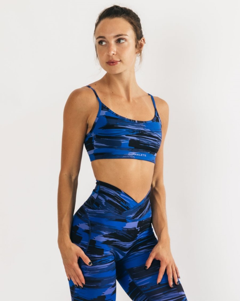 Sujetador Deportivo Alphalete Surface Limitless Bra Mujer Azules Camuflaje | FINQWJ-192