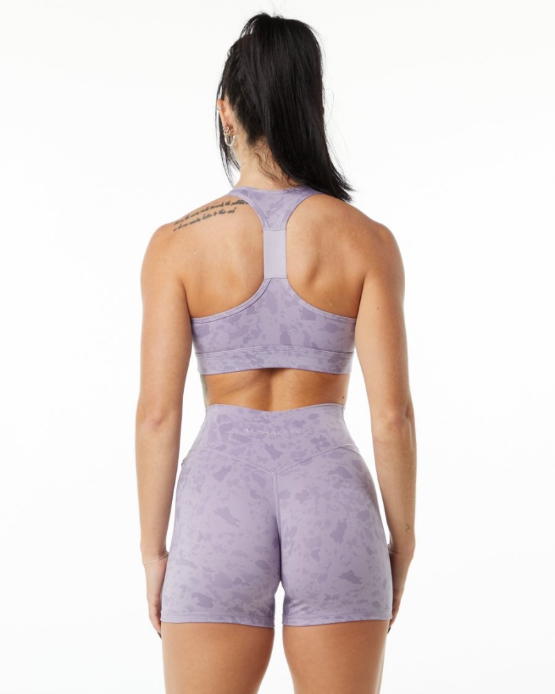 Sujetador Deportivo Alphalete Surface Wrap Bra Mujer Pebble Print Misty Lilac | OJGWMF-320